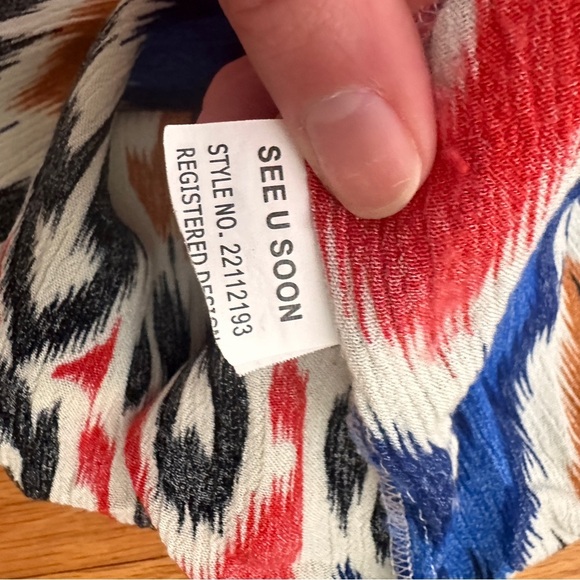 Anthropologie See U Soon Blue Red Orange Blouse - Picture 8 of 8